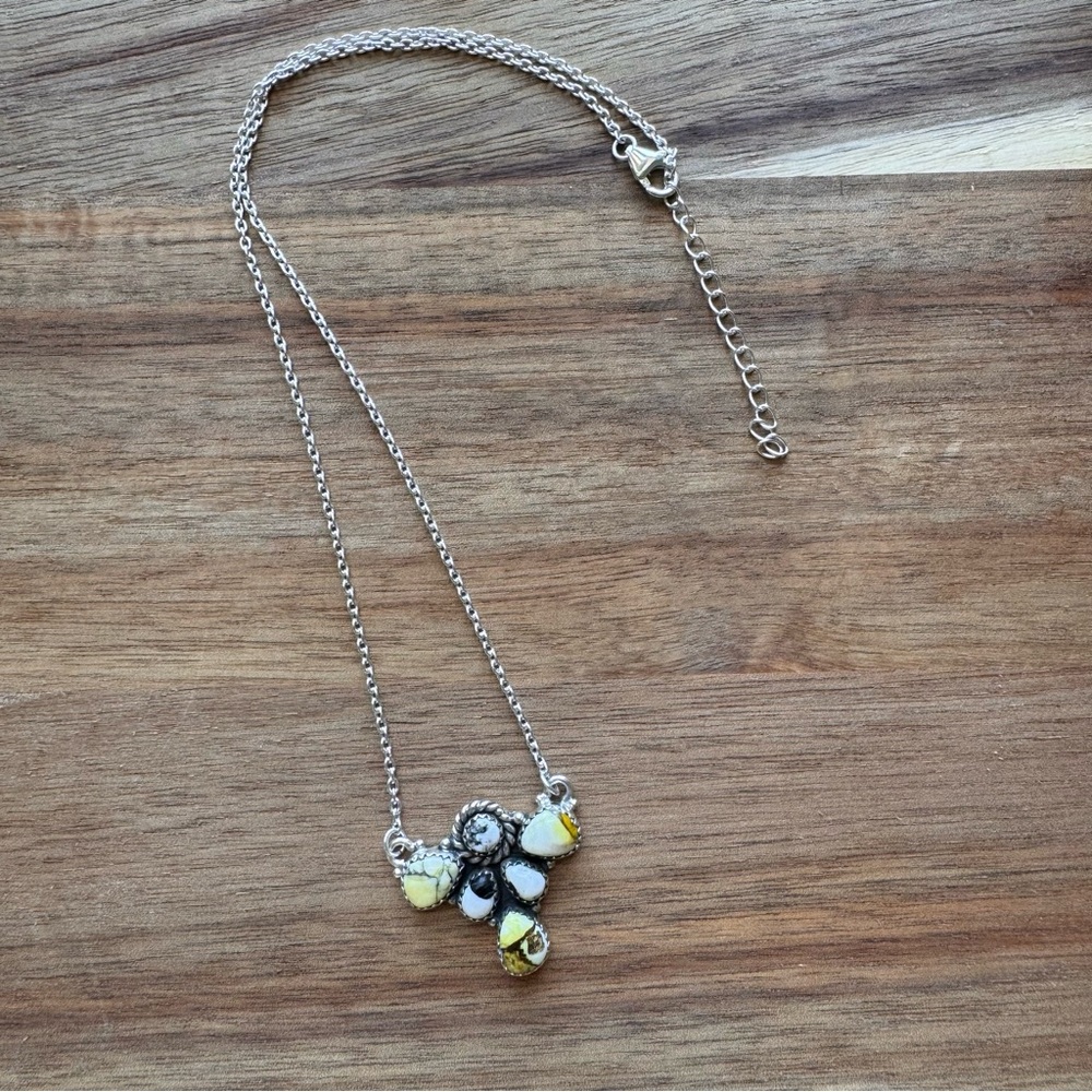 NWT Honey Dahlia, White Buffalo pendant necklace. 16”- 18” 925 Sterling.